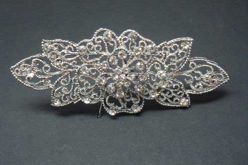 Silvery brooch with flowers and leaves Ref.29672